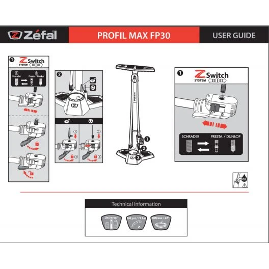 Zéfal Profil Max FP30 Z-Switch Standpumpe – Bild 2
